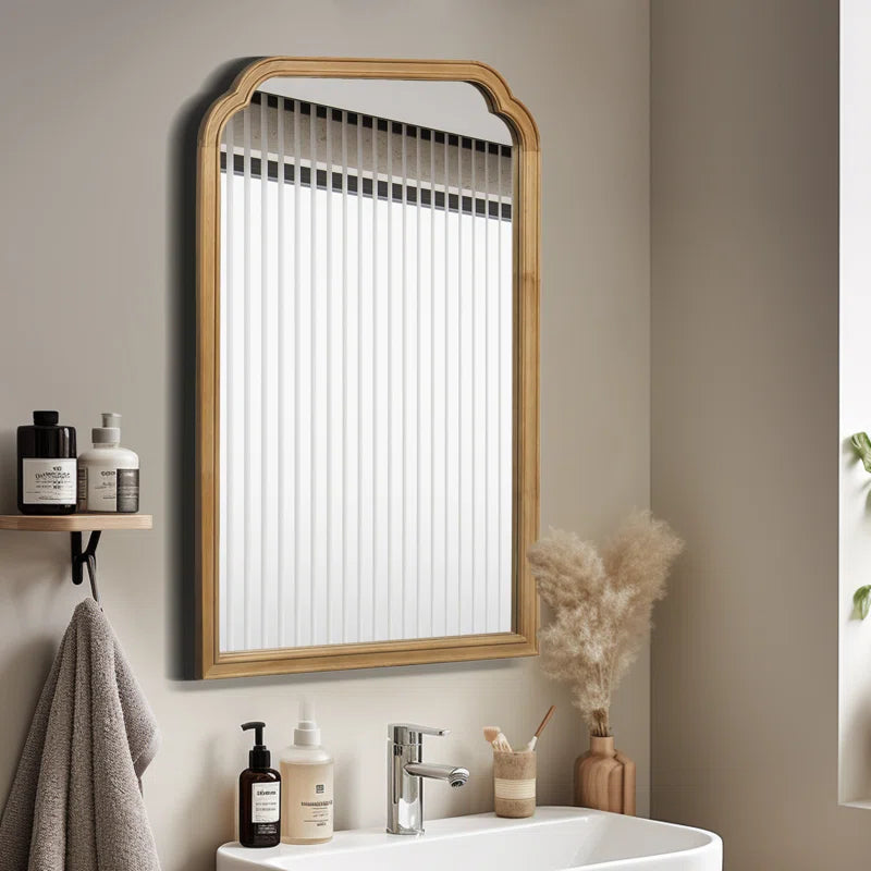 Ancalin Wood Accent Wall Mirror for Bathroom Bedroom Decorative Mirror