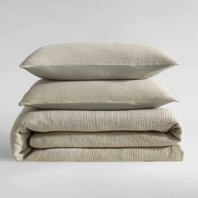 Washed Texture Solid Cotton Duvet Cover Set