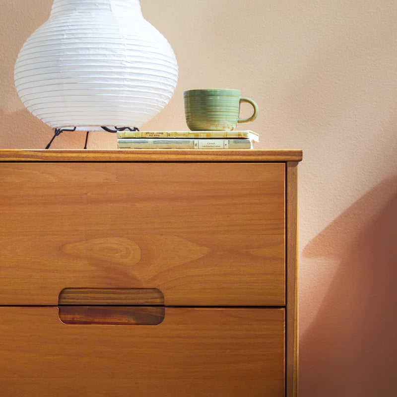 Mags Solid Wood Groove 2-Drawer Nightstand
