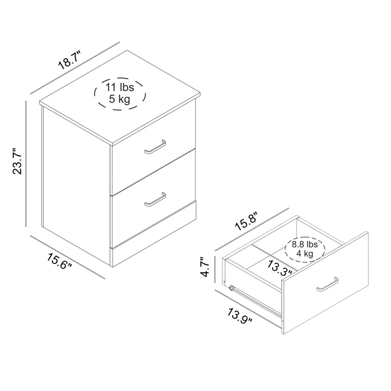 Allyannah 2 Drawer Nightstand (Set of 2)