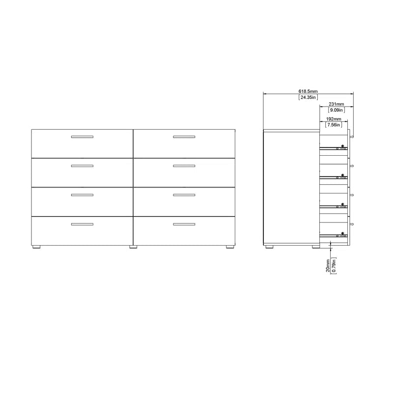 Gianna 8 Drawer 55.12" W Double Dresser