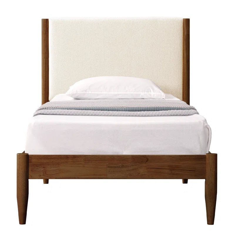 Beiler Solid Wood Upholstered Headboard Boucle Bed Frame