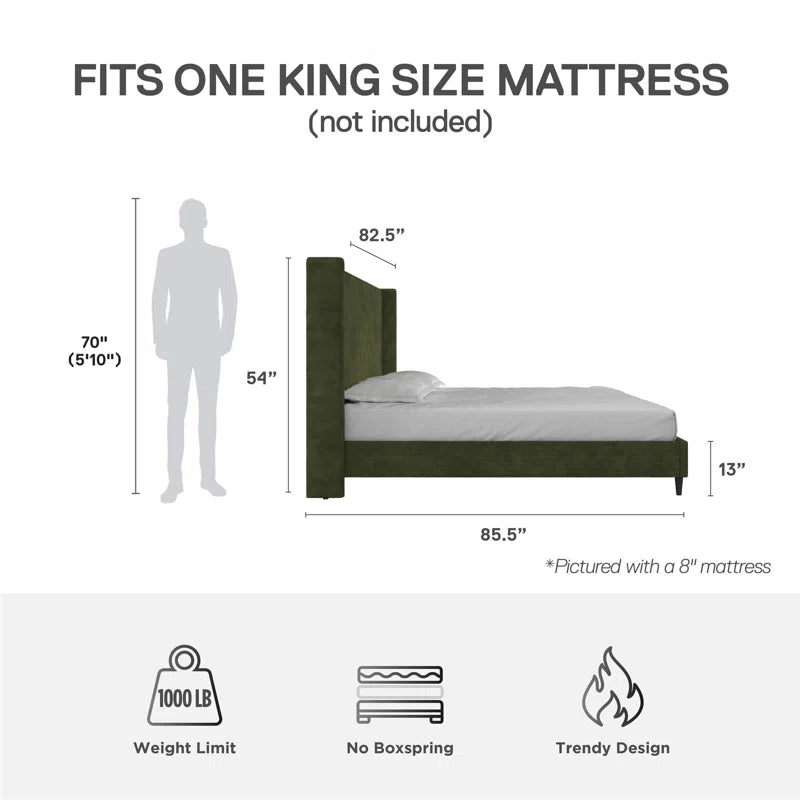 Birzer King Upholstered Wingback Bed