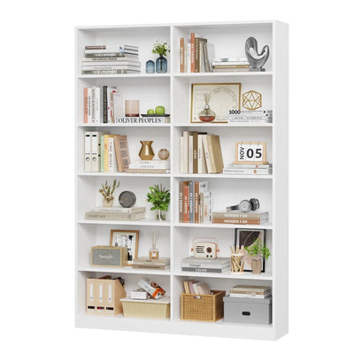 74.3"H X 47.2"W Wood Double 6-Tier Standard Bookcase