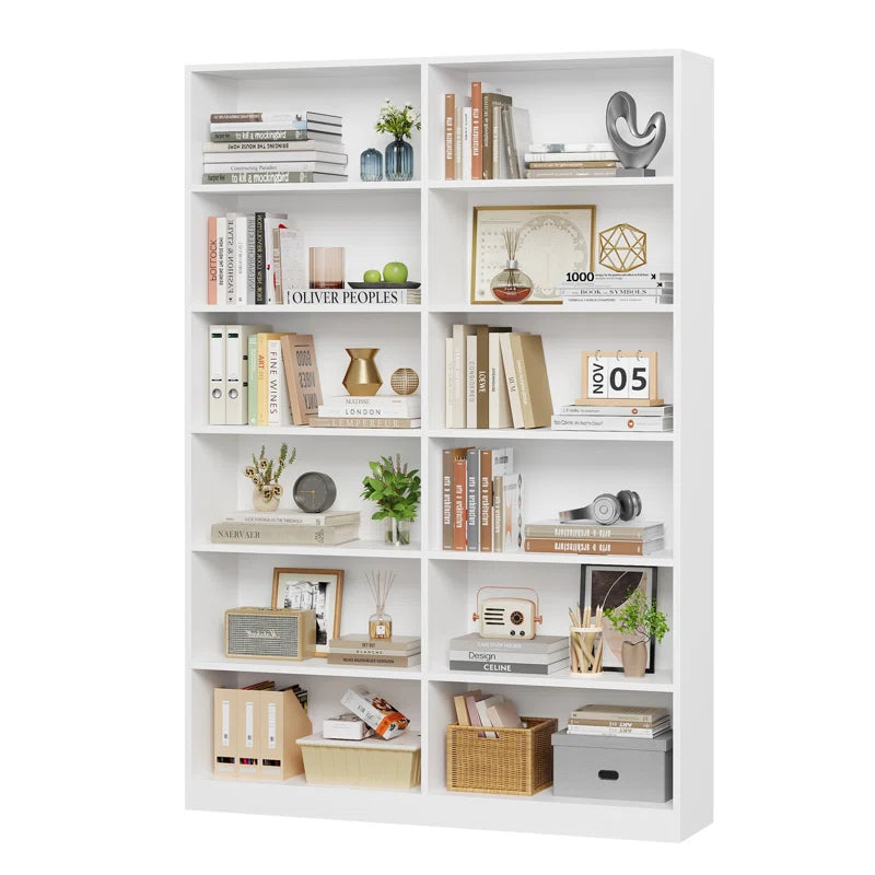 74.3"H X 47.2"W Wood Double 6-Tier Standard Bookcase