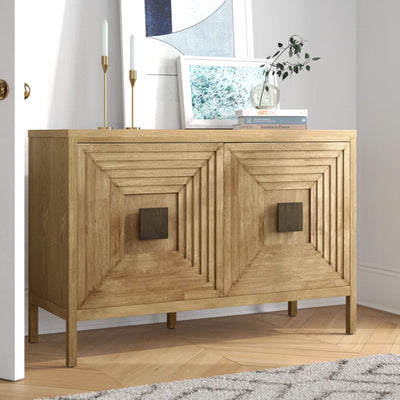 Paige 47.5" Geometric 2-Door Wood Storage Cabinet with Adjustable Shelves