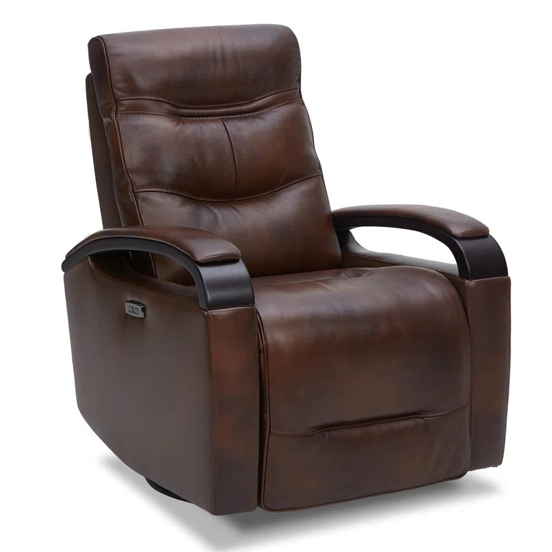Elvina Genuine Leather Swivel Power Recliner