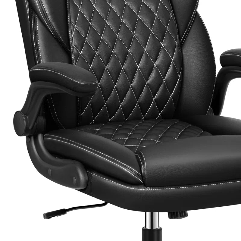 Marama Ergonomic Leather Office Chair with Flip-Up Armrests