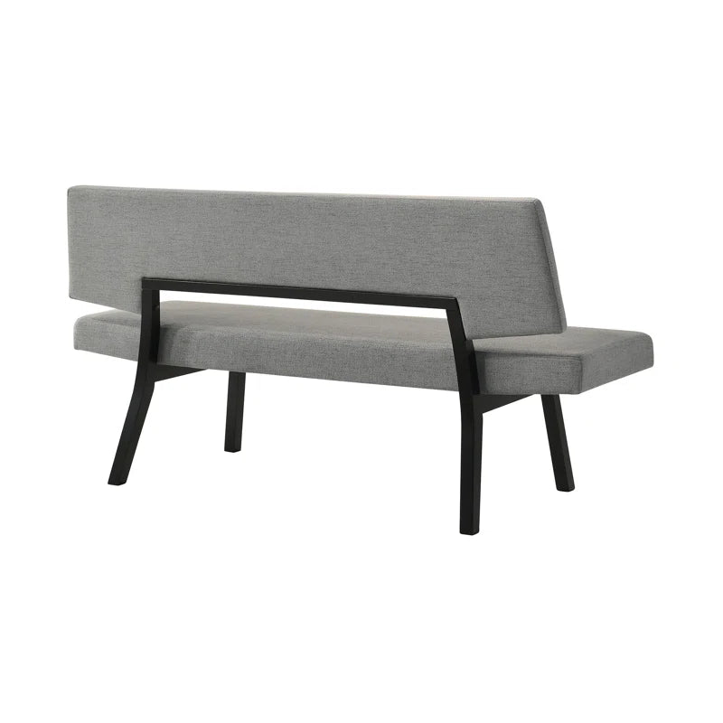 Jeiren 63" Wide Upholstered Dining Bench with Back in Rubberwood and Fabric