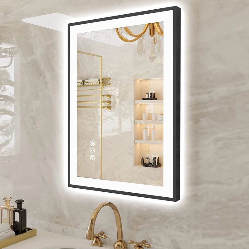Aevar Super Bright Front & Back LED Lighted Anti-Fog Aluminum Alloy Framed Tempered Glass Bathroom/Vanity Mirror with ETL & 3-Year Warranty