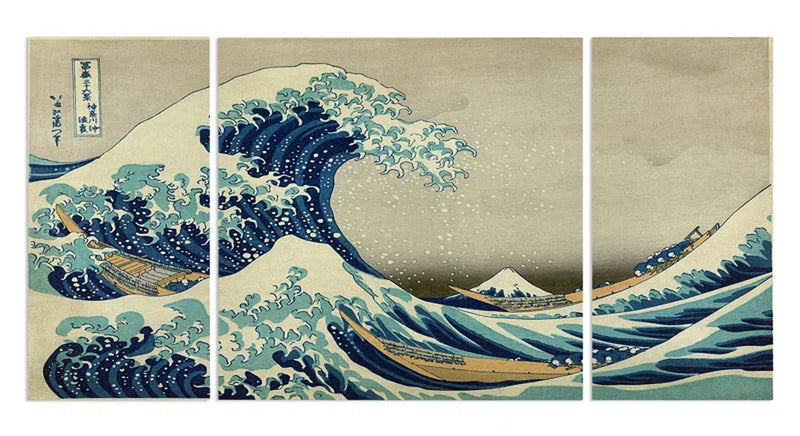 " the Great Wave " 3 - Pieces Painting Print
