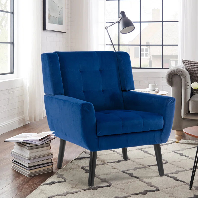 Tufted Upholstered Wide Back Armchair