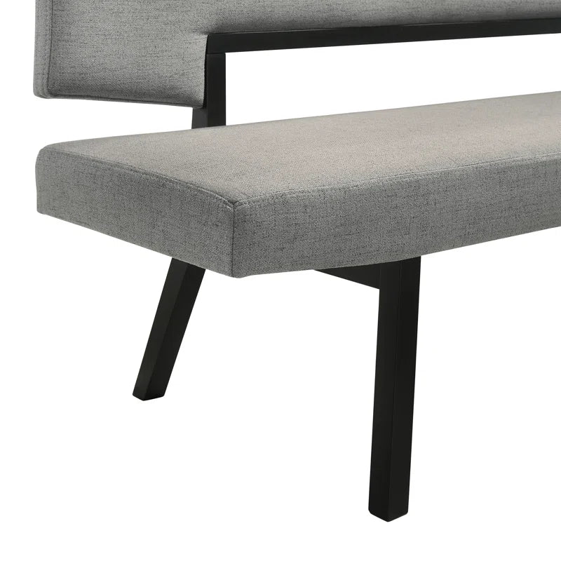 Jeiren 63" Wide Upholstered Dining Bench with Back in Rubberwood and Fabric