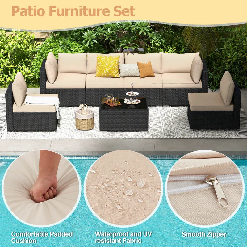 Quadreka 7 Pieces Outdoor Patio Set with Cushions