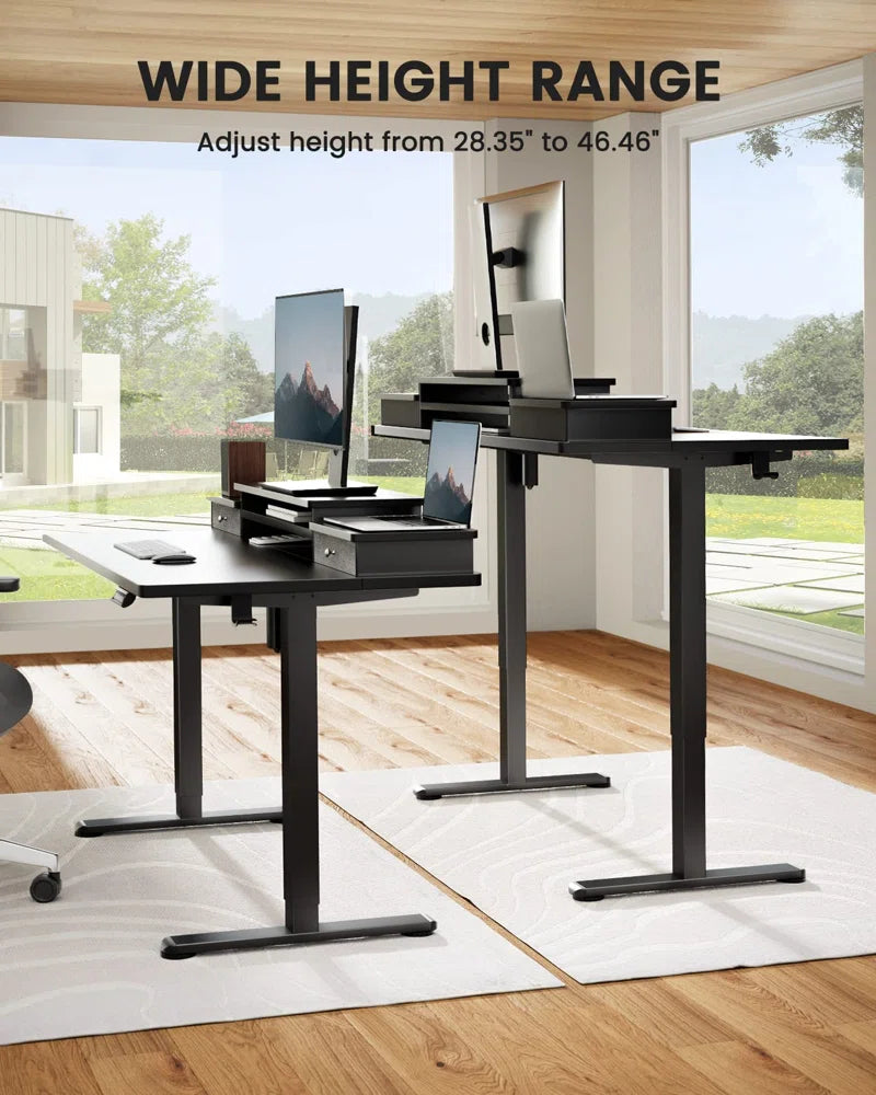 Electric Adjustable Height Standing Desk Computer Table with Drawers