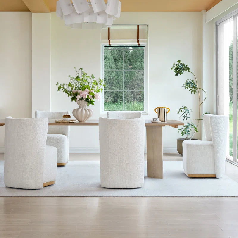 Geelt Upholstered Wingback Dining Chairs with Casters