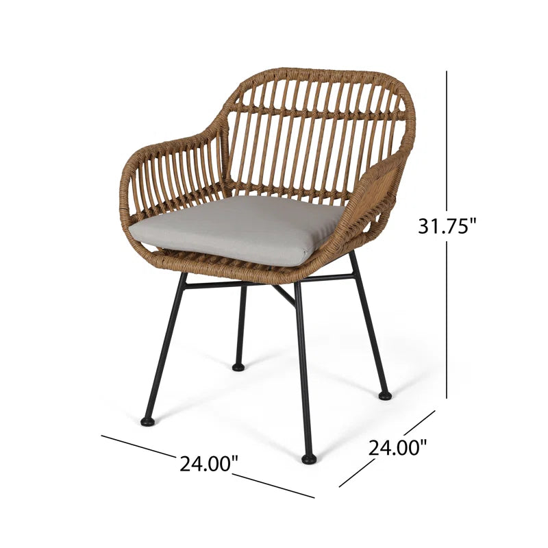 Aaronn Outdoor Woven Patio Chair with Cushions