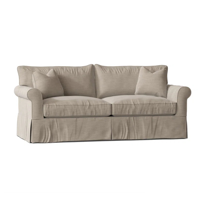 Amari 84" Rolled Arm Slipcovered Sleeper Sofa with Reversible Cushions