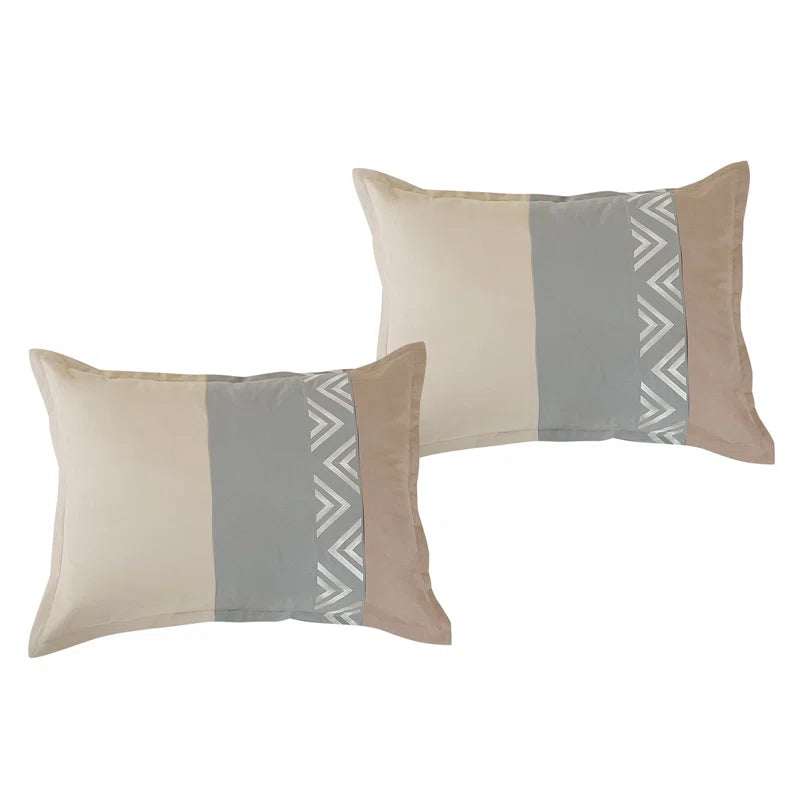 Taupe/Ivory/Light Gray Microfiber 7 Piece Comforter Set
