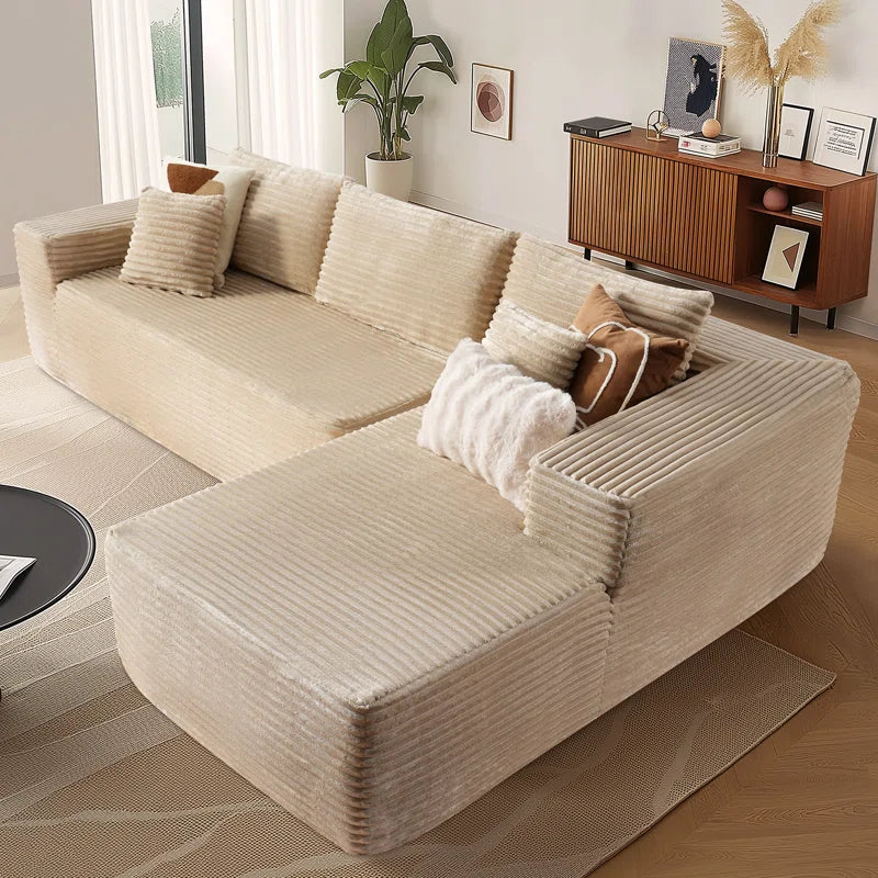 Nathasa 2 - Piece No Assembly Required Upholstery Sofa, Free Combination Cloud Sectional Couch with L-Shape Chaise, Deep Seat Modular Sofa for Living Room Bedroom