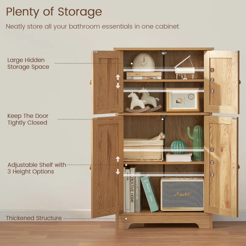 Jussiah Storage Cabinet with 4 Doors & Adjustable Shelf