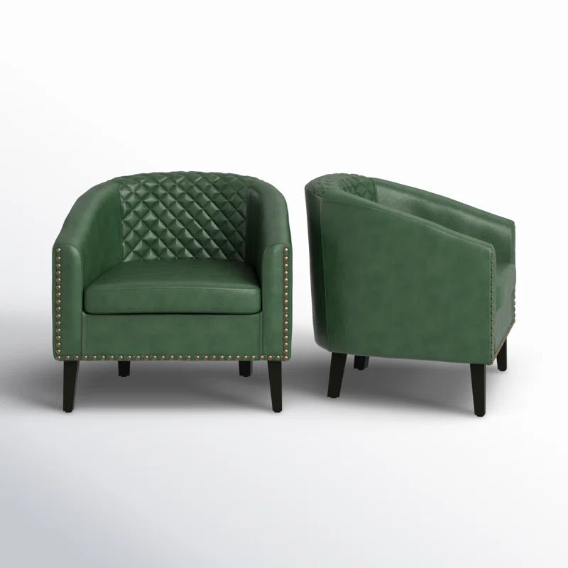 Boney 2- Piece 29" Wide Tufted Faux Leather Barrel Club Chair