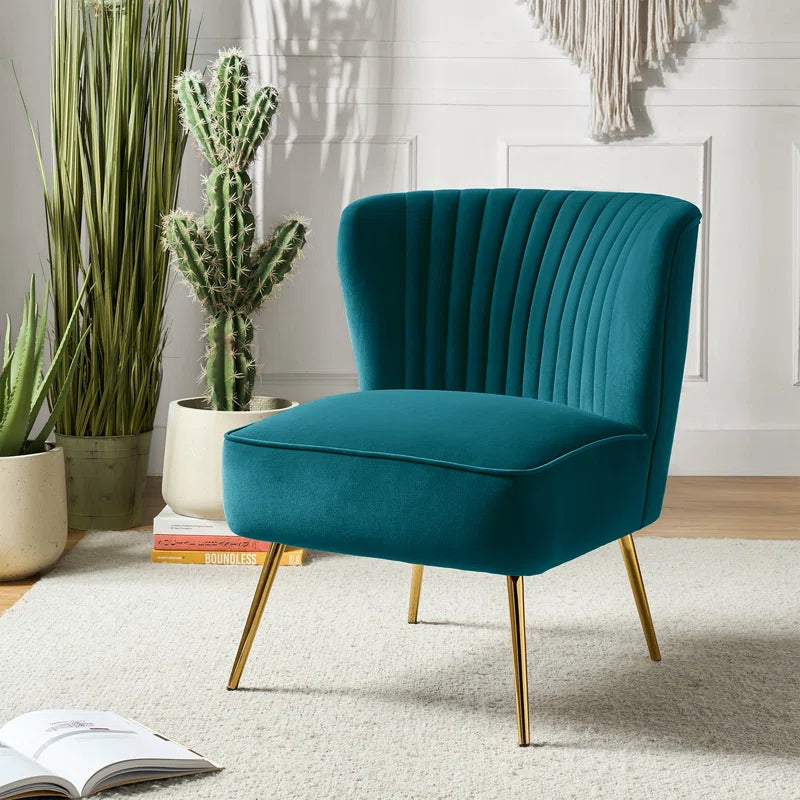 Euclid Velvet Accent Chair with Metal Legs