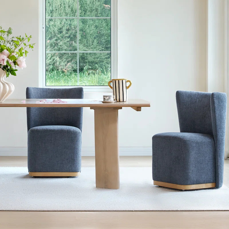 Geelt Upholstered Wingback Dining Chairs with Casters