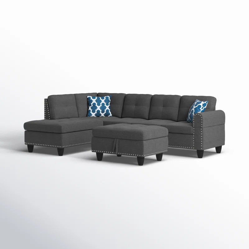 Alger 98" Wide Left Hand Facing Sofa & Chaise with Ottoman