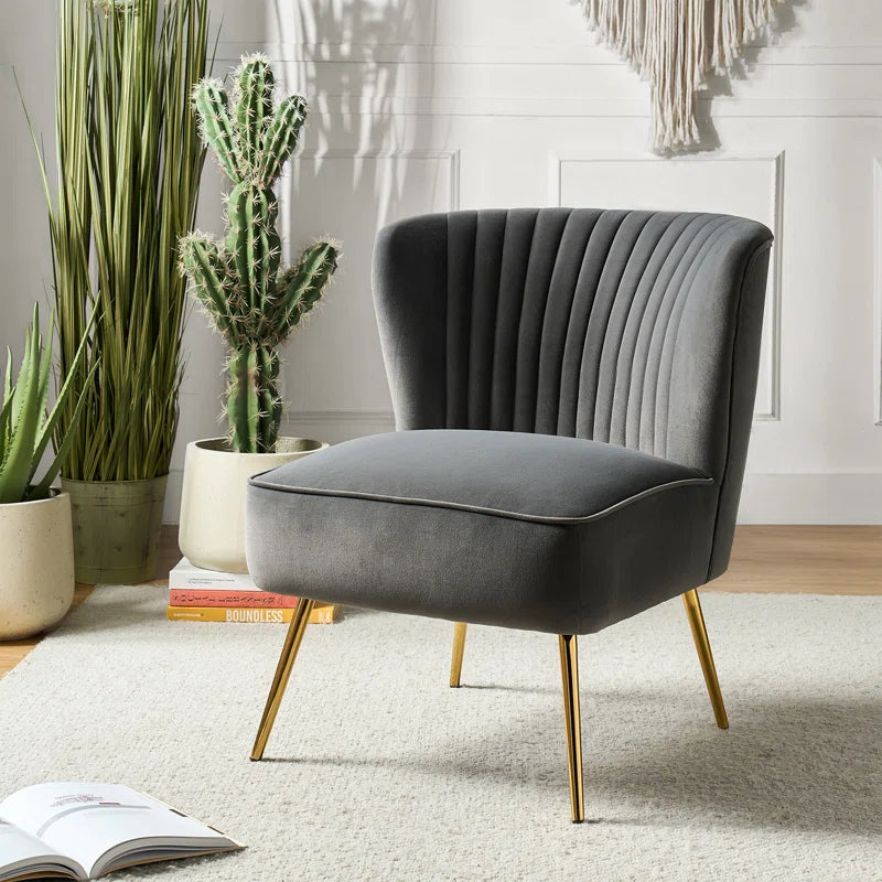 Euclid Velvet Accent Chair with Metal Legs
