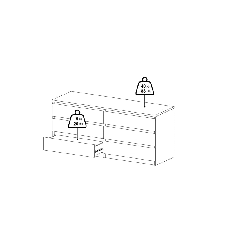 Jada 6 Drawer 60.5" W Double Dresser