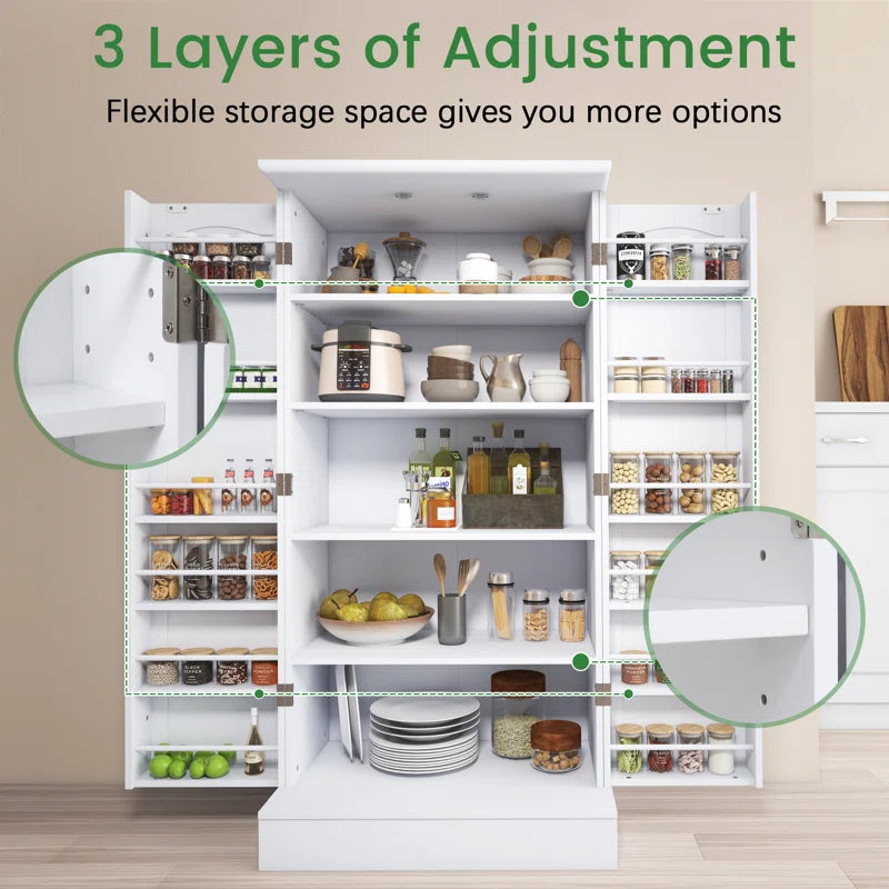 Miliah 47" Kitchen Pantry Cabinet, Pantry Cabinets with Adjustable Shelves, Kitchen Pantry Storage Cabinet, Buffet Cupboards Storage Cabinet for Home Office Use