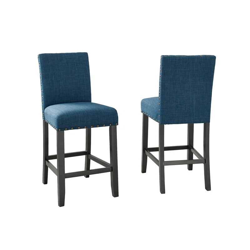 Carliana Fabric Counter Height Stools with Nailhead Trim, Set of 2