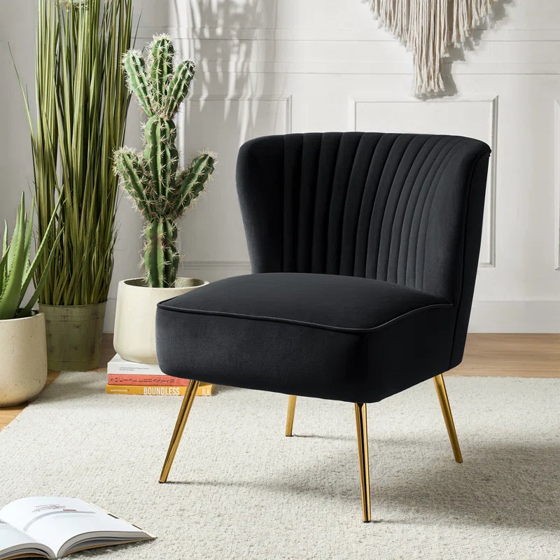 Euclid Velvet Accent Chair with Metal Legs