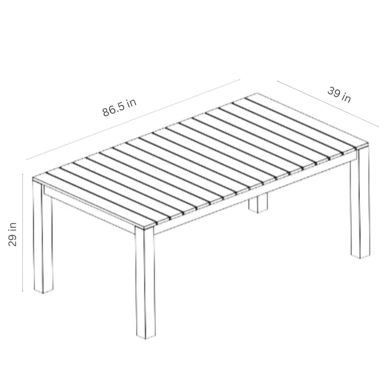 Amazonia Outdoor Patio Ammelie Aluminum Rectangular Dining Table