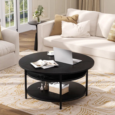 Wynny 36"W Lift Top Coffee Table with Storage, round Wood Cocktail Table