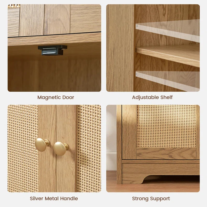 Jussiah Storage Cabinet with 4 Doors & Adjustable Shelf
