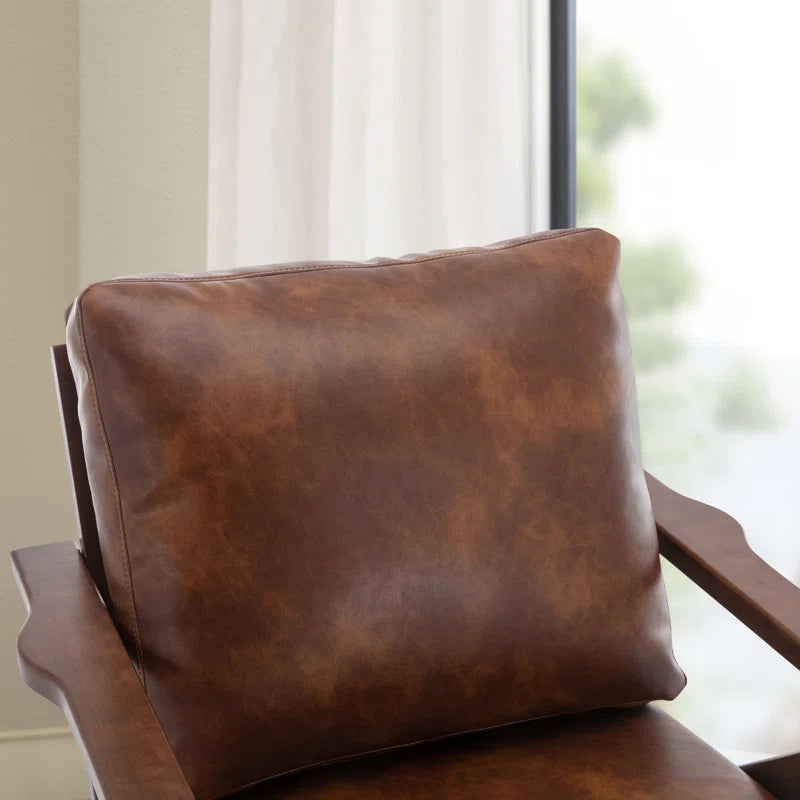 Huybert 29.7" Wide Solid Wood Frame Upholstered Mid Century Modern Retro Accent Chair