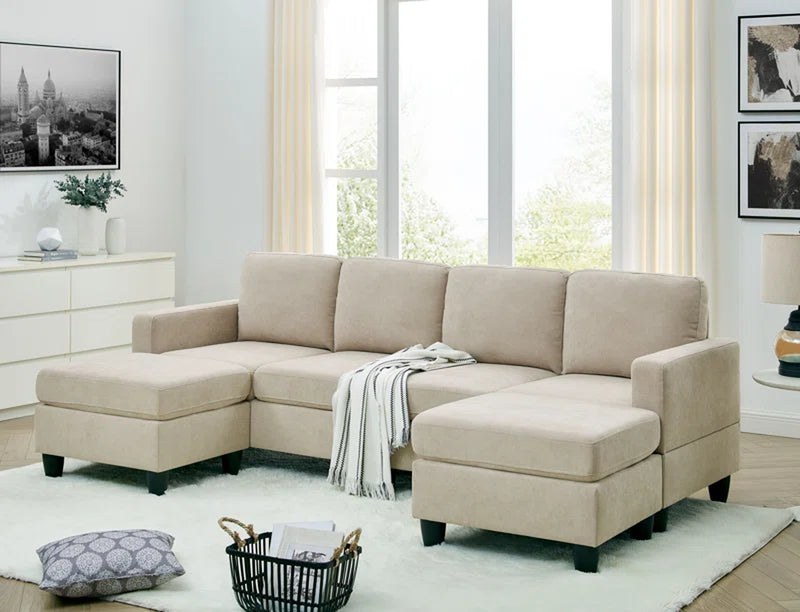 Ranjeeta 101" Wide Modular Sofa & Chaise with Ottoman