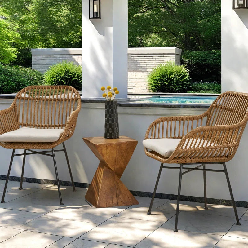 Aaronn Outdoor Woven Patio Chair with Cushions