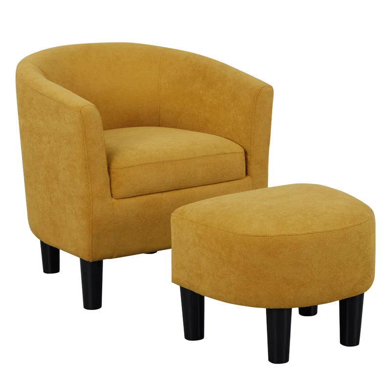Pamplona 26" W Modern Stylish Soft and Breathable Upholstered Barrel Chair and Ottoman