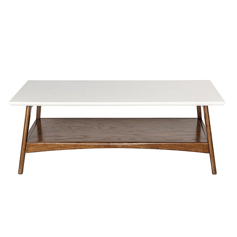 Parker Modern Coffee Table with Open Shelf & White Top