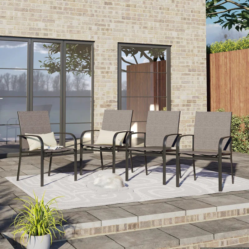 Argyri Powder-Coated Steel Outdoor Dining Armchair