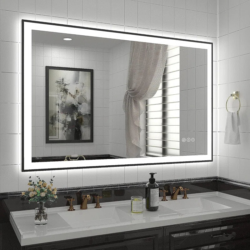 Aevar Super Bright Front & Back LED Lighted Anti-Fog Aluminum Alloy Framed Tempered Glass Bathroom/Vanity Mirror with ETL & 3-Year Warranty