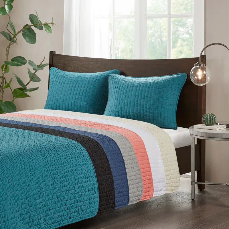 Barwick Reversible Solid 3 Piece Quilt Set