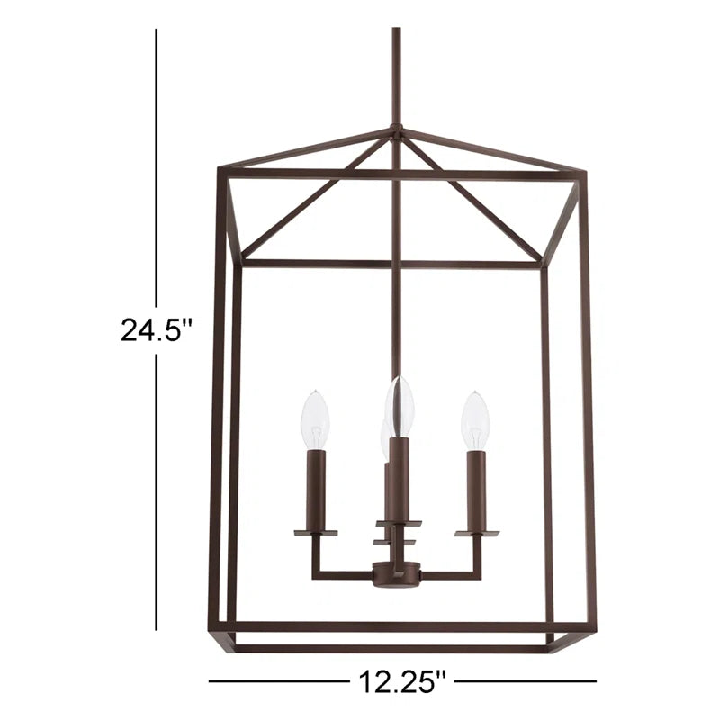 Ellis 4 - Light Dimmable Lantern Square / Rectangle Chandelier