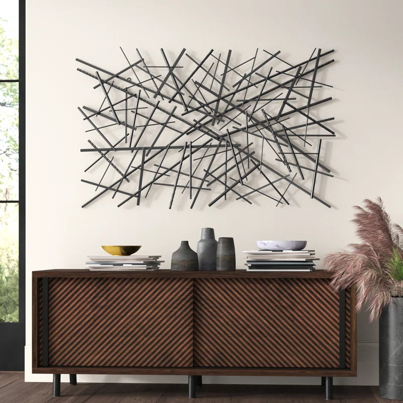Black Metal Overlapping Lines Geometric Home Wall Decor