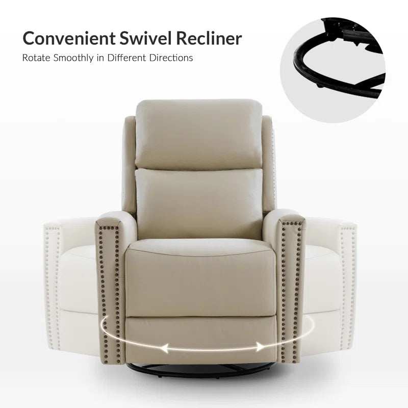 Genuine Leather Swivel Rocker Recliner