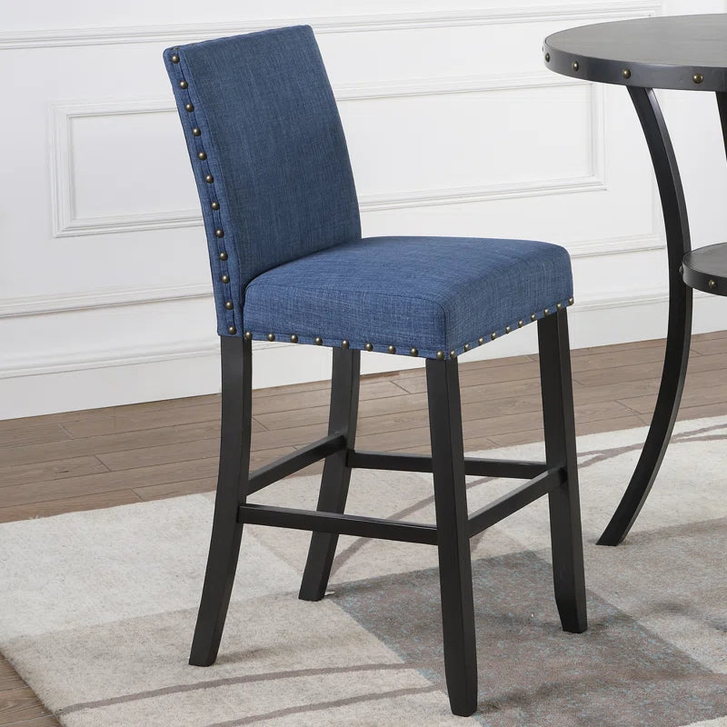 Carliana Fabric Counter Height Stools with Nailhead Trim, Set of 2