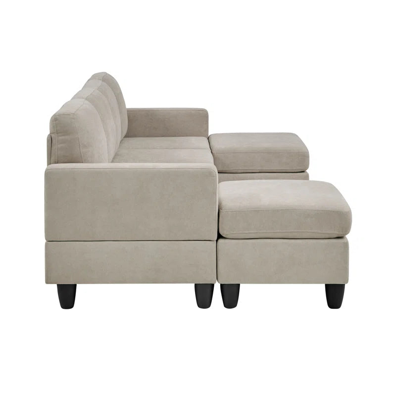 Ranjeeta 101" Wide Modular Sofa & Chaise with Ottoman
